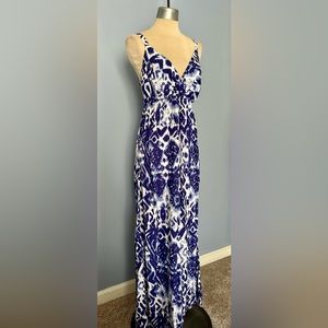 Faded Glory Blue Tribal Print Maxi Dress